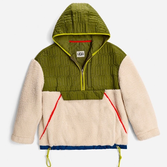 NWT Vintage UGG® Womens Iggy Faux Fur Hooded Half-Zip Pullover - Picture 5 of 5